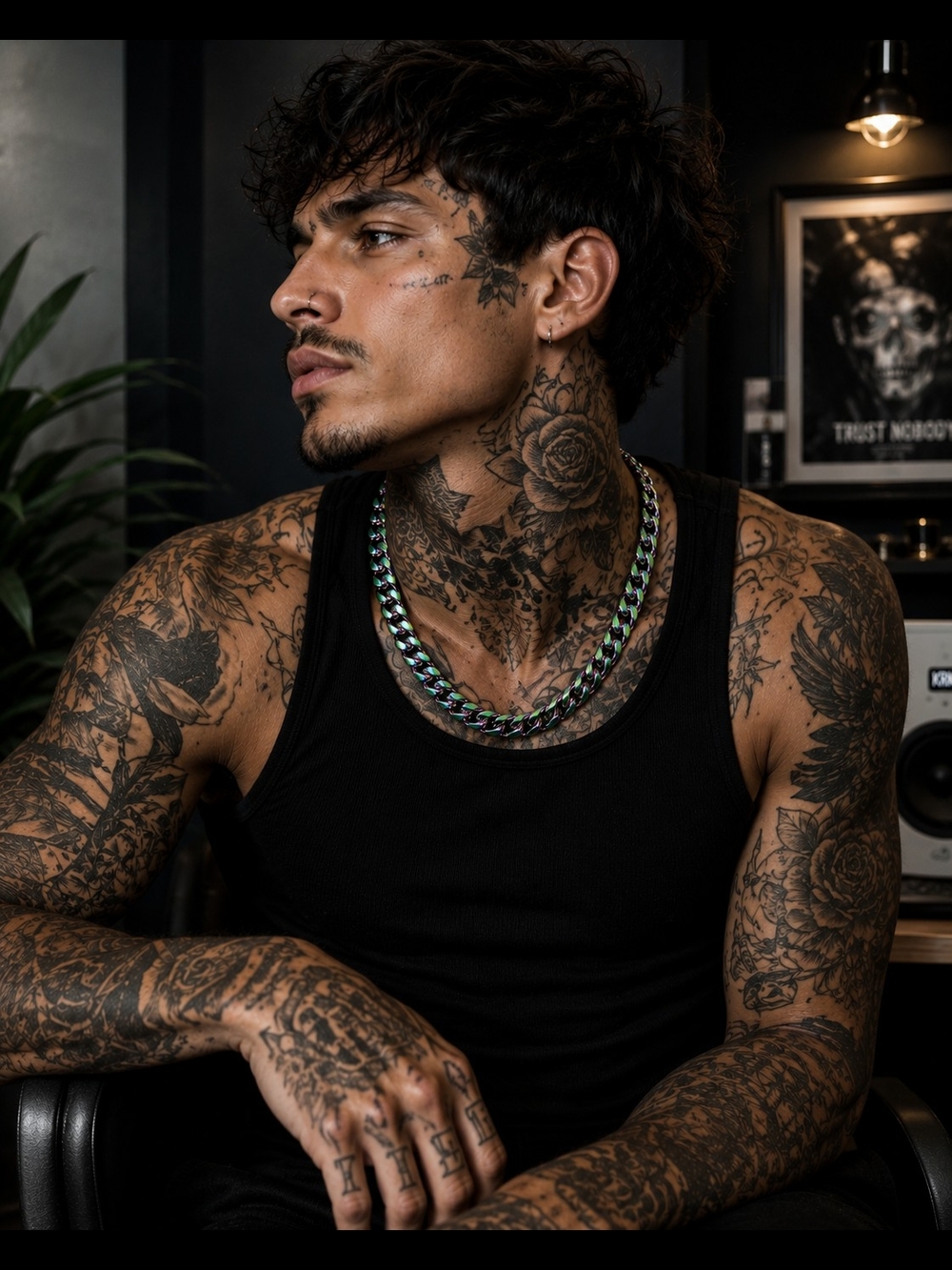 Thick Iridescent Cuban Link Necklace - Picture 2 of 3